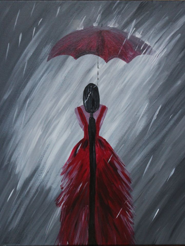 721x960 Lady In Paint N' Party Event Original Joe's In Dawson Creek - The Lady In Red Painting