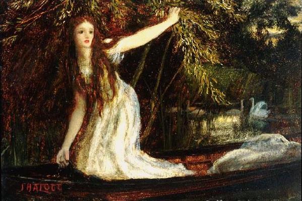 599x398 The Lady Of Shalott, A Study By Arthur Hughes - The Lady Of Shalott Painting