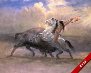 300x240 The Last Buffalo Amp Native American Indian Oil Painting Art Real - The Last Buffalo Painting