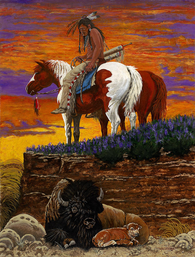 681x900 The Last Buffalo Painting By Wayne Wilson - The Last Buffalo Painting