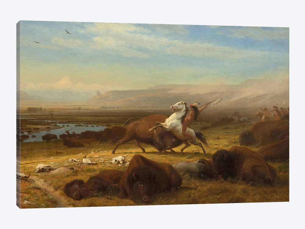 1000x750 The Last Of The Buffalo, C.1888 Canvas Wall Albert Bierstadt - The Last Buffalo Painting