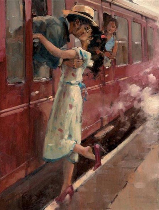550x725 Raymond Leech The Last Kiss. 1949. It Wasn'T Like This, But I - The Last Kiss Painting