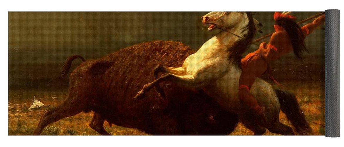 1171x500 The Last Of The Buffalo Yoga Mat For Sale By Albert Bierstadt - The Last Of The Buffalo Painting