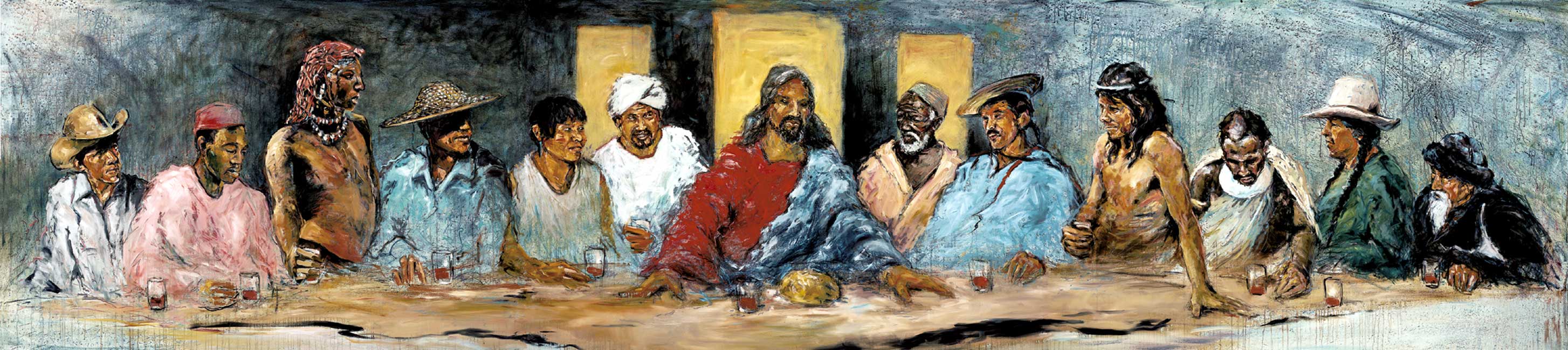 2908x650 Hyatt Moore - The Last Supper Abstract Painting