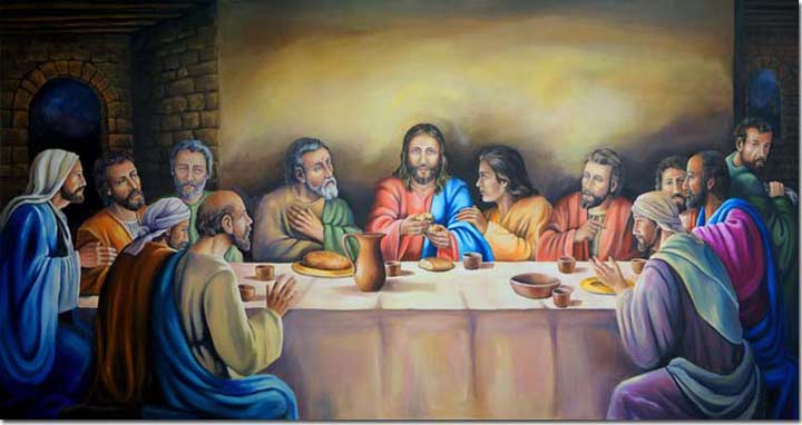 720x382 The Last Supper, Artist Michel Rouhana, Print Real Canvas Artwork - The Last Supper Canvas Painting