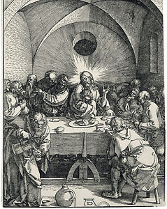 239x300 Jesus Christ The Last Supper Durer Woodcut Painting 8x10 Real - The Last Supper Real Painting