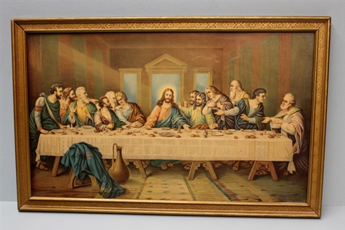 500x333 Vintage Original The Last Supper Print And Frame Leonardo Da Vinci - The Last Supper Real Painting