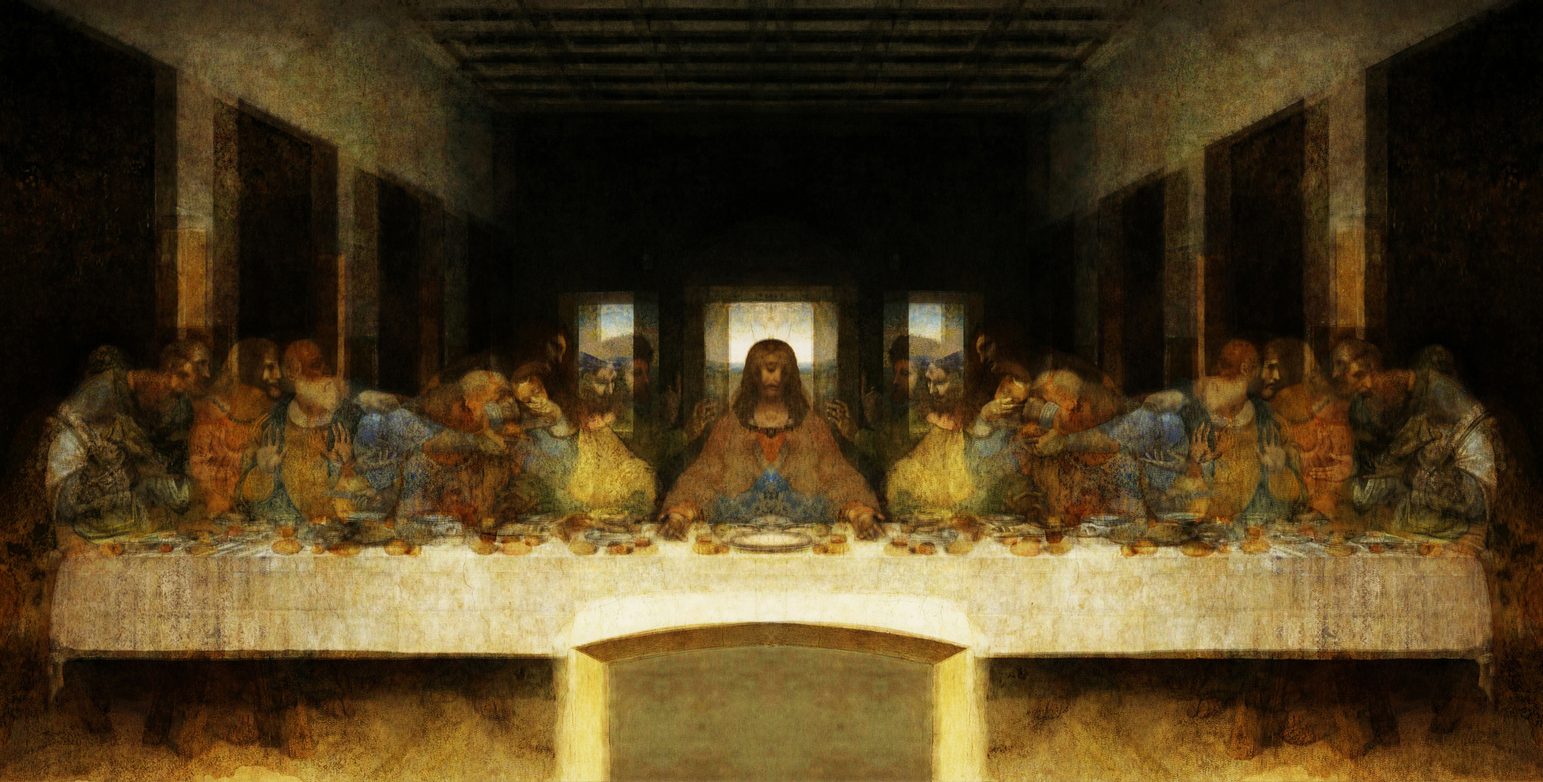 2213x1122 Hidden Image Exposed In Da Vinci's The Last Supper Painting! - The Last Supper Real Painting