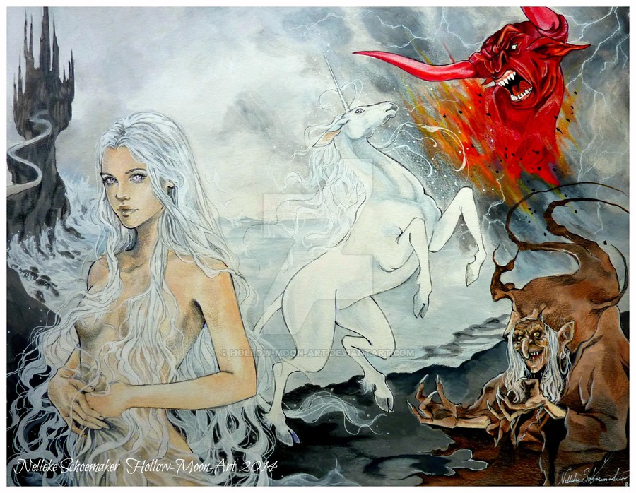 900x698 The Last Unicorn By Hollow Moon Art - The Last Unicorn Painting