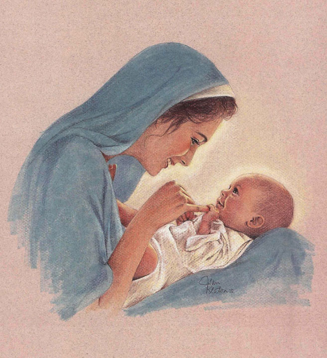 657x720 Mary And Baby Jesus Jean Keaton Art - The Laughing Jesus Painting