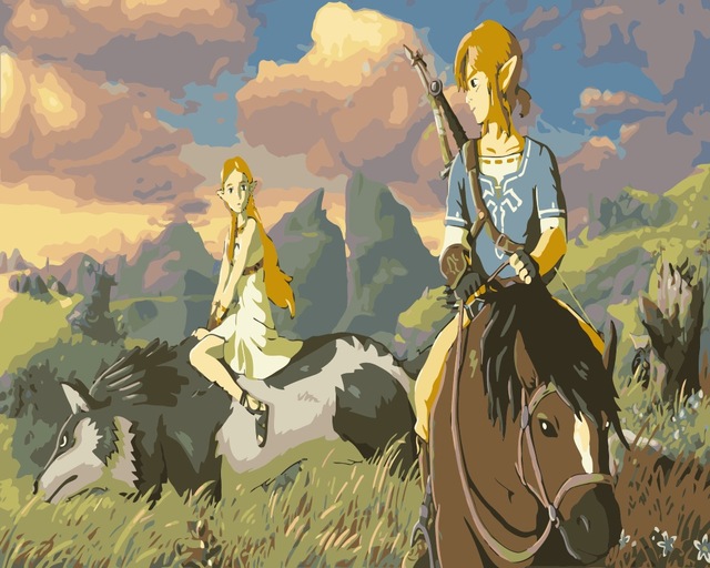 640x512 Mahuaf I422 The Legend Of Zelda Breath Of The Wild Diy Oil - The Legend Of Zelda Painting