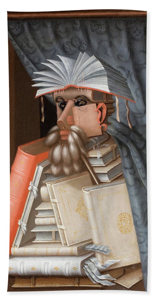 500x967 The Librarian Beach Towel For Sale By Giuseppe Arcimboldo - The Librarian Painting