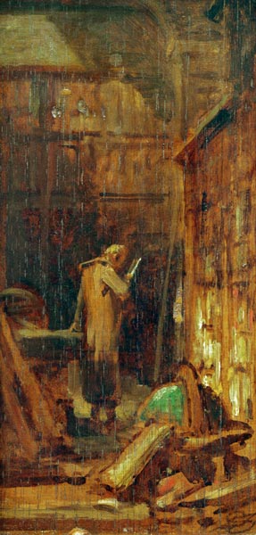 287x600 C.spitzweg, In The Library Painting - The Librarian Painting