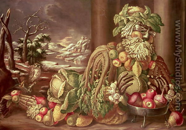 600x420 Winter (4) By Giuseppe Arcimboldo - The Librarian Painting