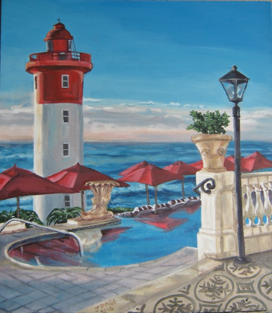 556x640 Janet Page Artwork The Lighthouse View From The Oyster Box - The Lighthouse Painting