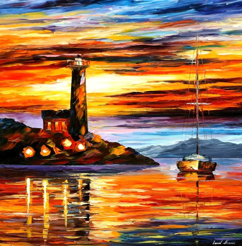 799x814 Leonid Afremov, Oil On Canvas, Palette Knife, Buy Original - The Lighthouse Painting