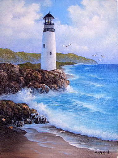 382x510 The Lighthouse Painting By Francine Henderson - The Lighthouse Painting