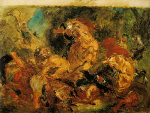 515x389 Lion Hunt 1861 By Delacroix Art Gallery Oil Painting - The Lion Hunt Painting