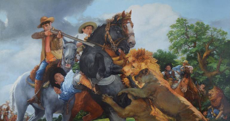 770x405 Saatchi Art Lion Hunt 2 Painting By Serhii Spodieniuk - The Lion Hunt Painting