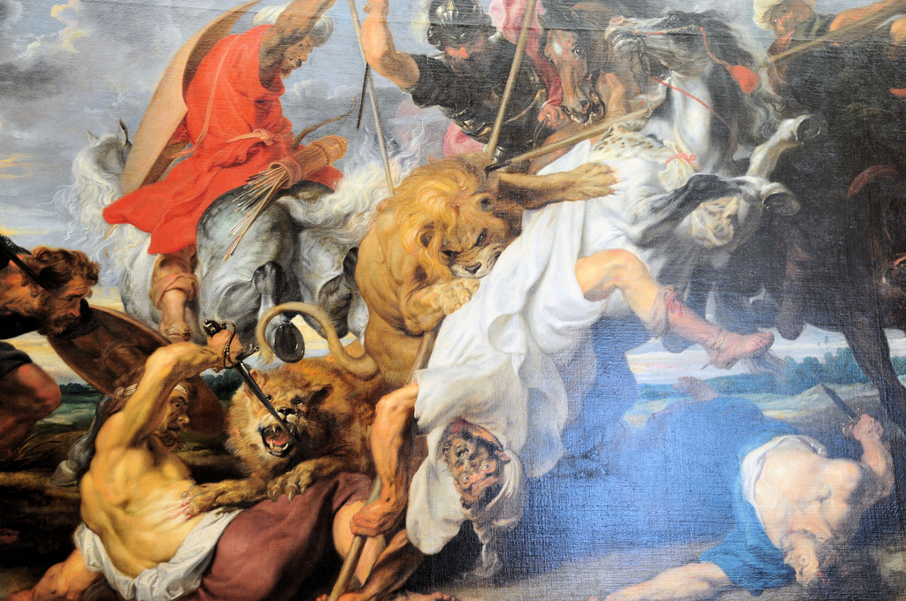 1024x680 Sir Peter Paul Rubens - The Lion Hunt Painting