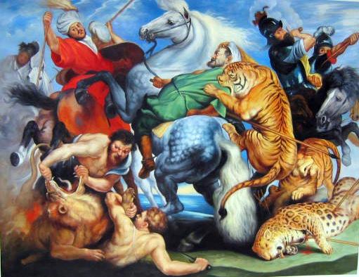 511x394 Yessy Gt Karen Ledbetter Gt Douglas L Altman Gt The Tiger, Lion - The Lion Hunt Painting