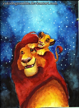320x440 Mufasa Amp Simba From The Lion King Medias Used Koh I Noor - The Lion King Painting