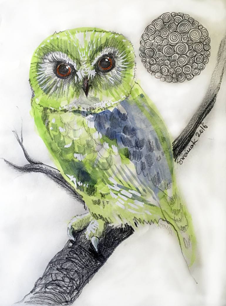770x1044 Saatchi Art Little Owl Painting By Ivana Knezevic - The Little Owl Painting
