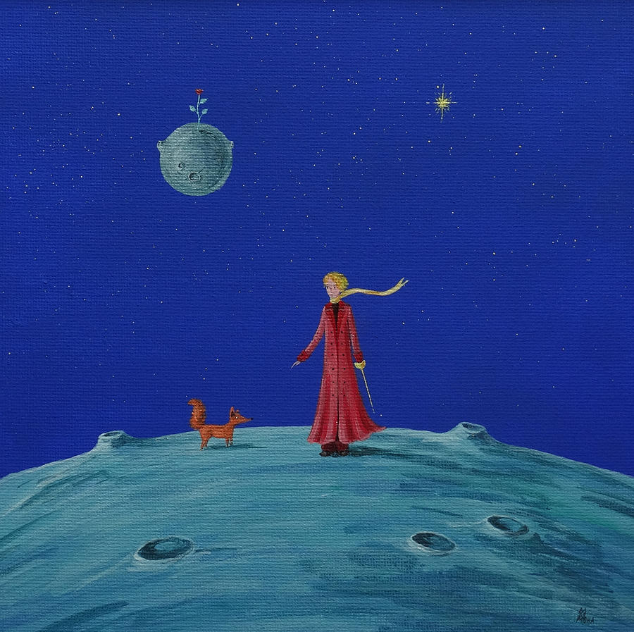 900x897 The Little Prince And The Fox Painting By Mona Moneva - The Little Prince Painting