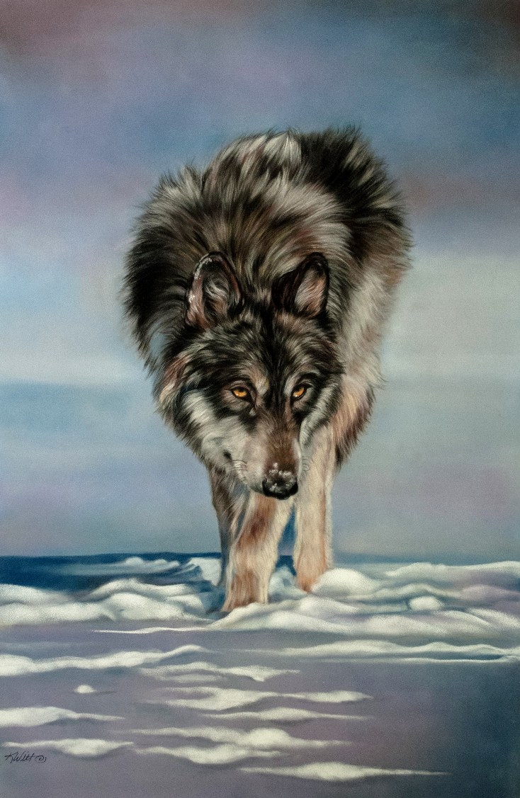 734x1127 Painting Reproductions Wolf Portraits - The Lone Wolf Painting