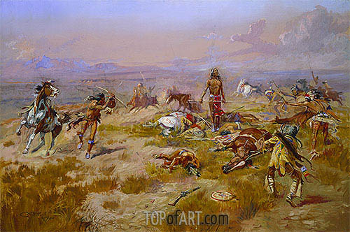 500x332 The Death Song Of Lone Wolf Charles Marion Russell Painting - The Lone Wolf Painting