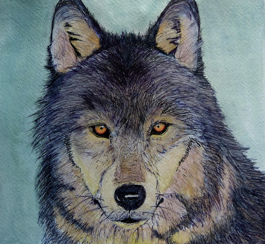 900x827 The Lone Wolf Painting By Anthony Nold - The Lone Wolf Painting