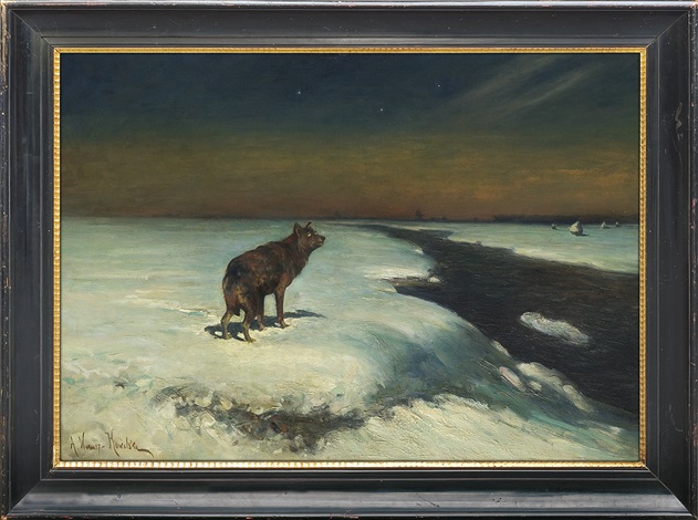 631x470 A Lonely Wolf By Alfred Von Wierusz Kowalski On Artnet - The Lone Wolf Painting Alfred Kowalski