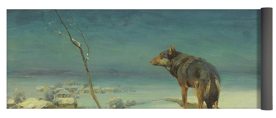 1171x500 The Lone Wolf Yoga Mat For Sale By Alfred Kowalski - The Lone Wolf Painting Alfred Kowalski