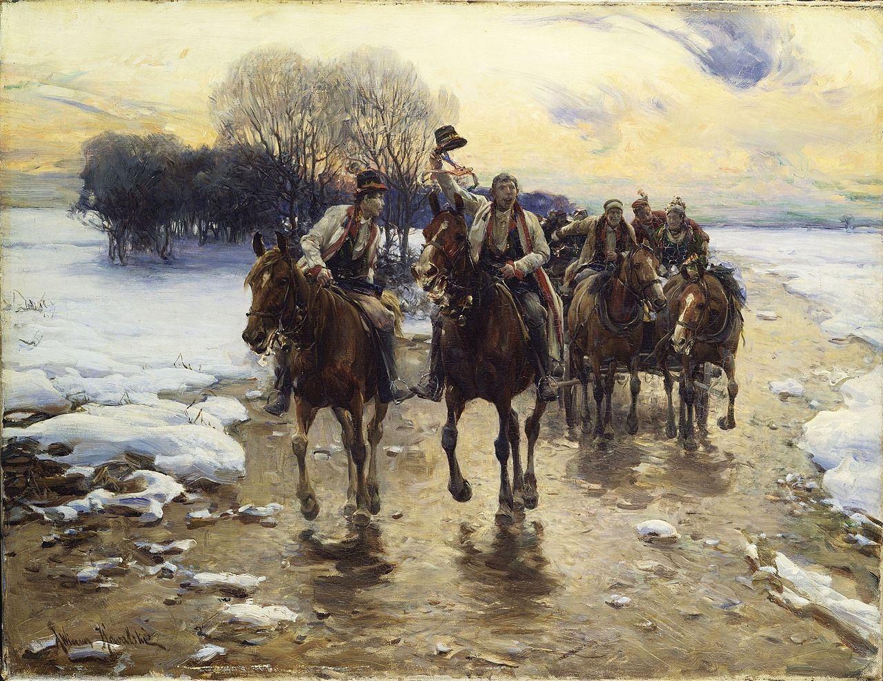 1280x988 Alfred Wierusz Kowalski - The Lone Wolf Painting Alfred Kowalski