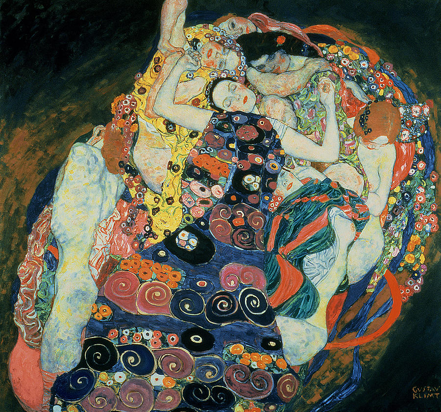 900x840 The Maiden Painting By Gustav Klimt - The Lonely Maiden Painting
