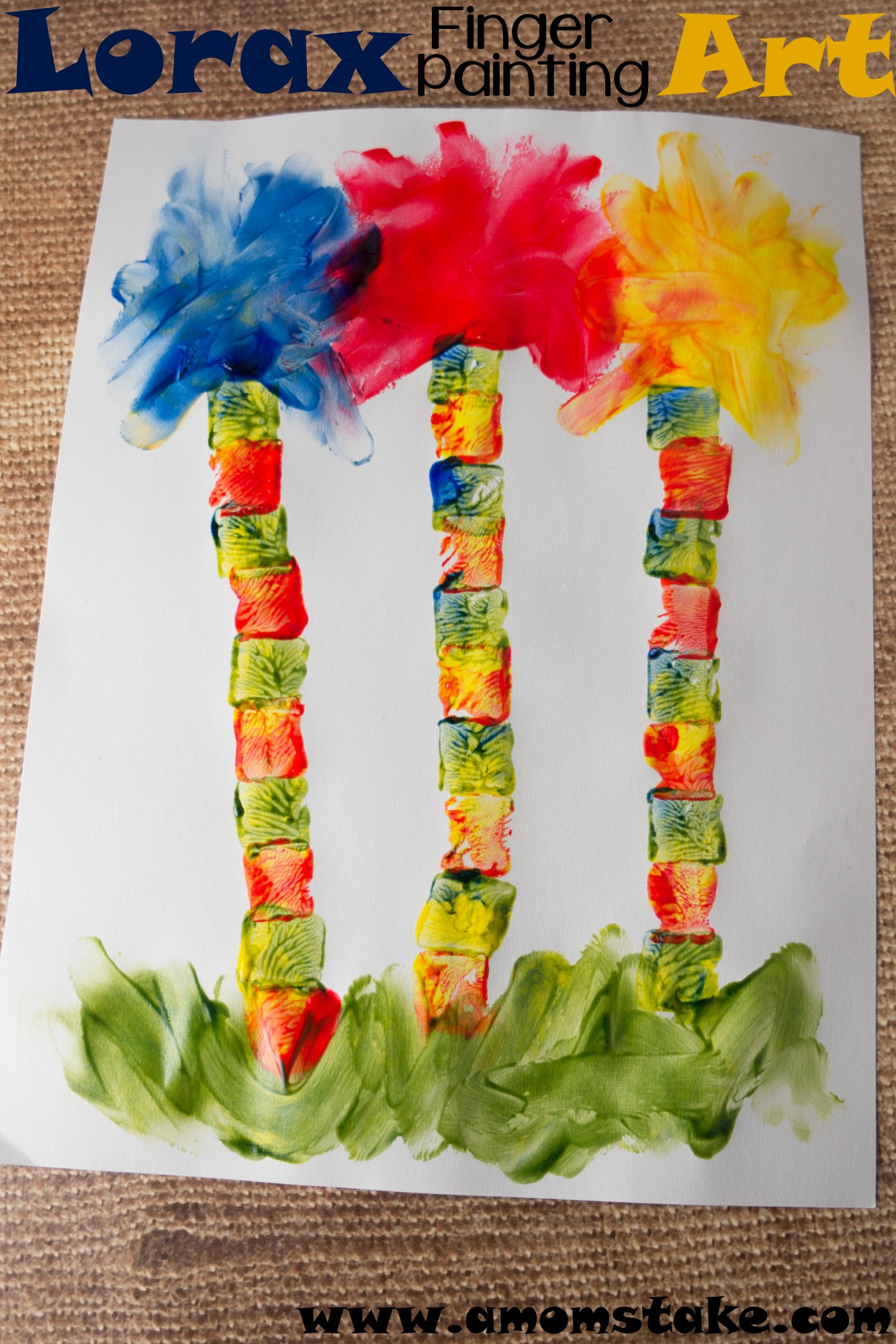 1334x2000 Lorax Trees Finger Painting Art - The Lorax Painting