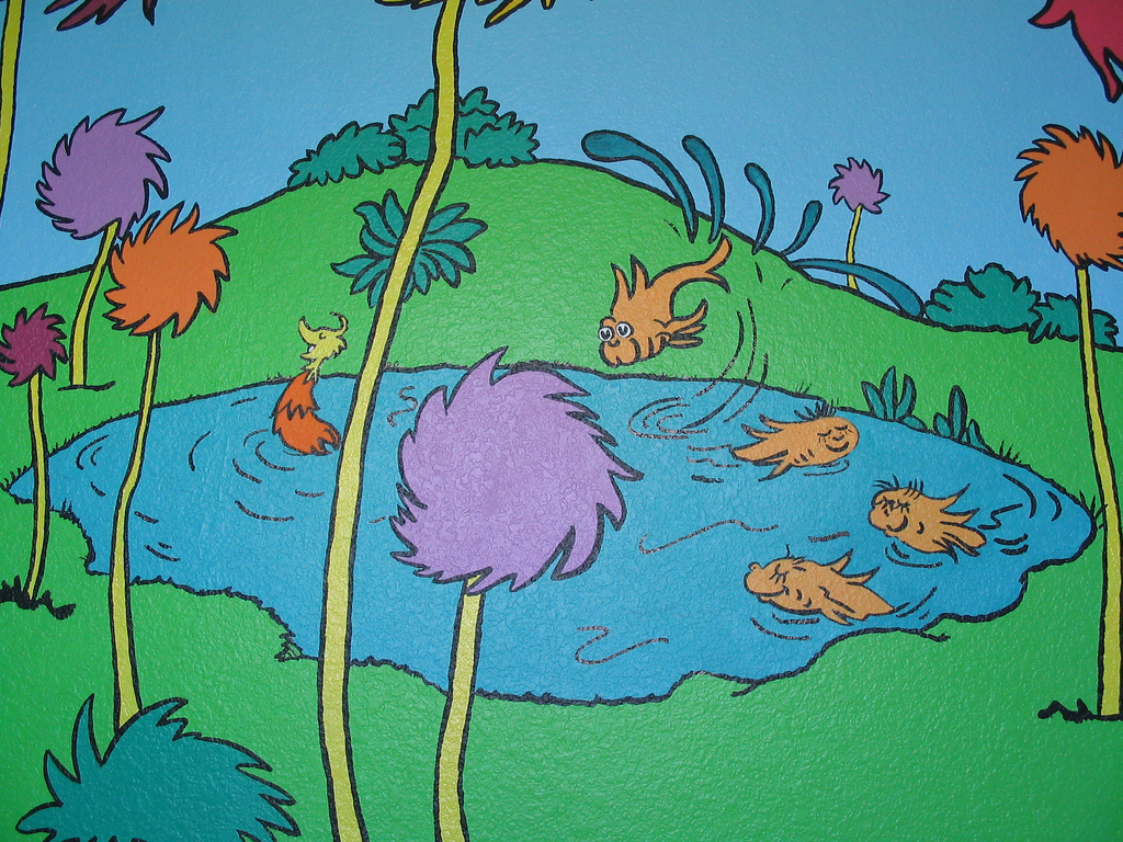 1024x768 Painted Nursery Wall From The Lorax Jinglejammer - The Lorax Painting