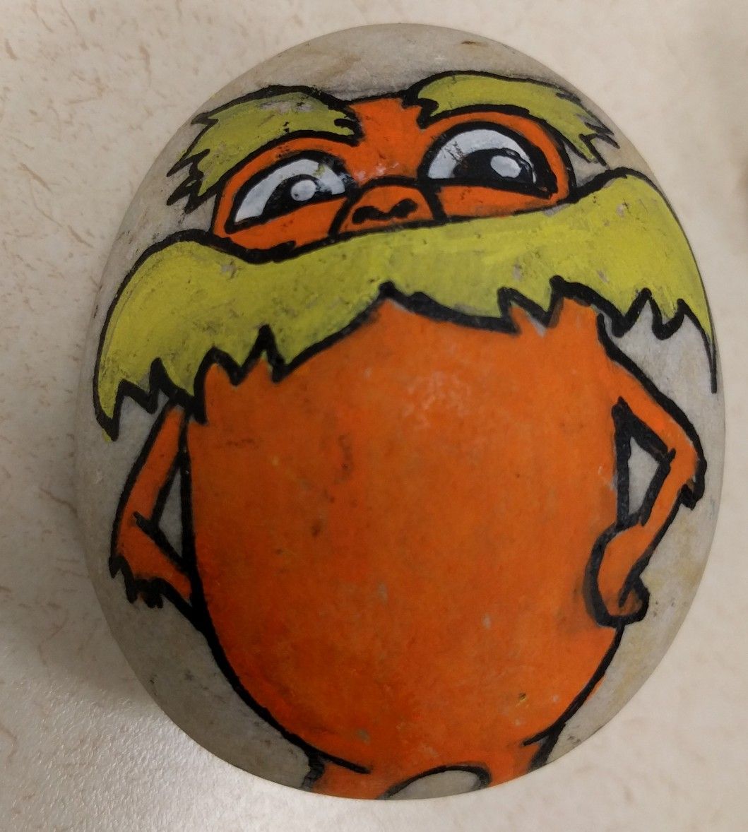 1059x1178 The Lorax By Dr. Seuss. Painted Rocks. - The Lorax Painting