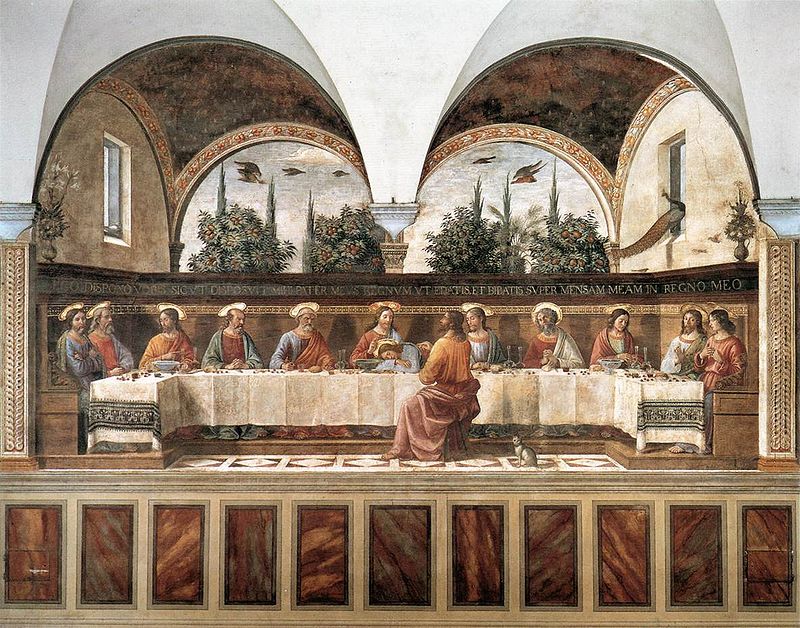 800x628 The Last Supper As Painted By Ghirlandaio, Leonardo And Tintoretto - The Lords Supper Painting