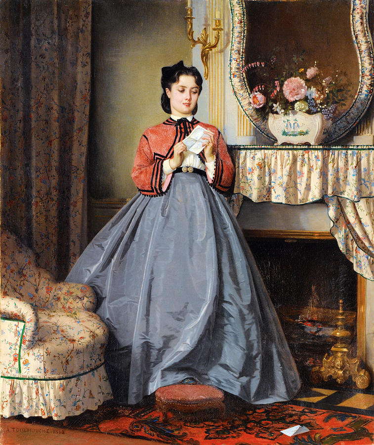 757x900 The Love Letter Painting By Auguste Toulmouche - The Love Letter Painting