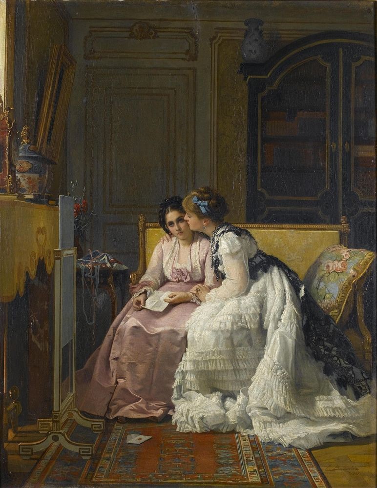 772x1000 Large Size Paintings Charles Louis Baugniet The Love Letter - The Love Letter Painting