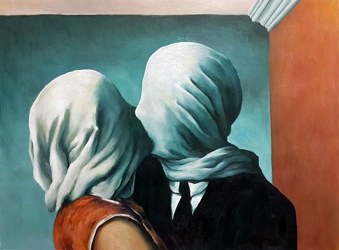 700x516 Magritte,oil Painting - The Lovers Painting