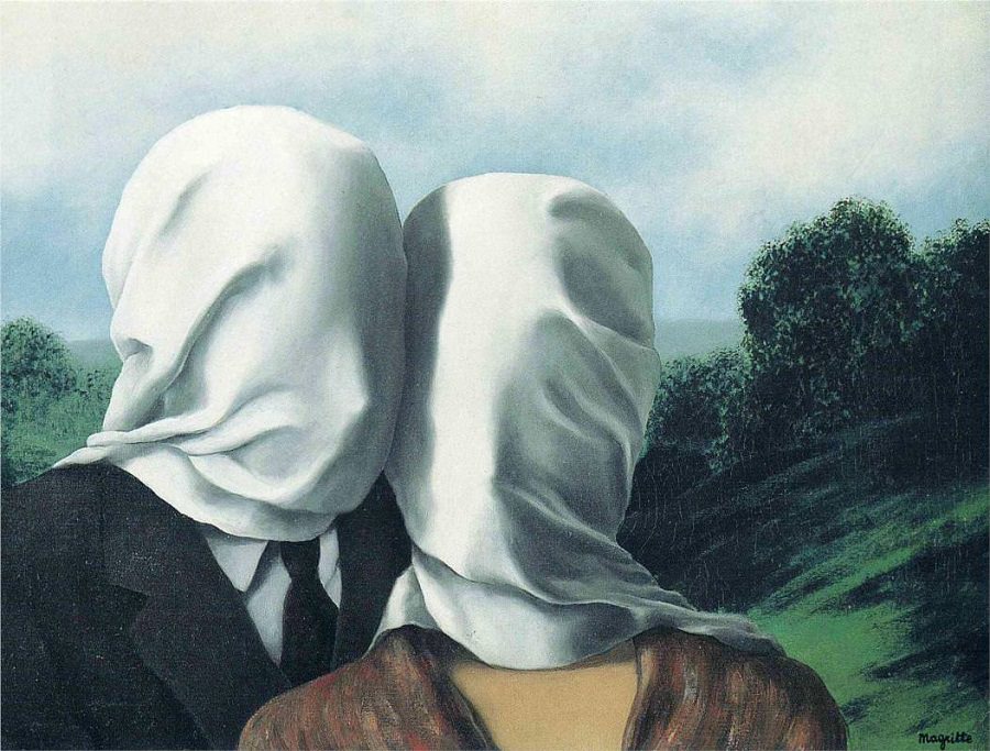 900x683 The Lovers, 1928 By Rene Magritte - The Lovers Painting
