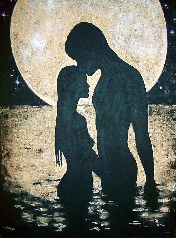 667x900 The Moon Lovers Painting By Elena Markina - The Lovers Painting