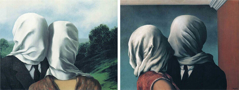 805x304 The Surrealist Love And Bizarre Romance Of Rene Magritte - The Lovers Painting