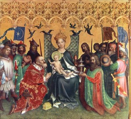 450x409 Adoration Of The Magi Painting, Astephan Lochner Paintings - The Magi Painting