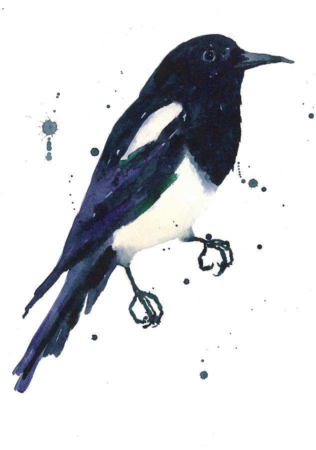 632x900 Magpie Painting Painting By Alison Fennell - The Magpie Painting