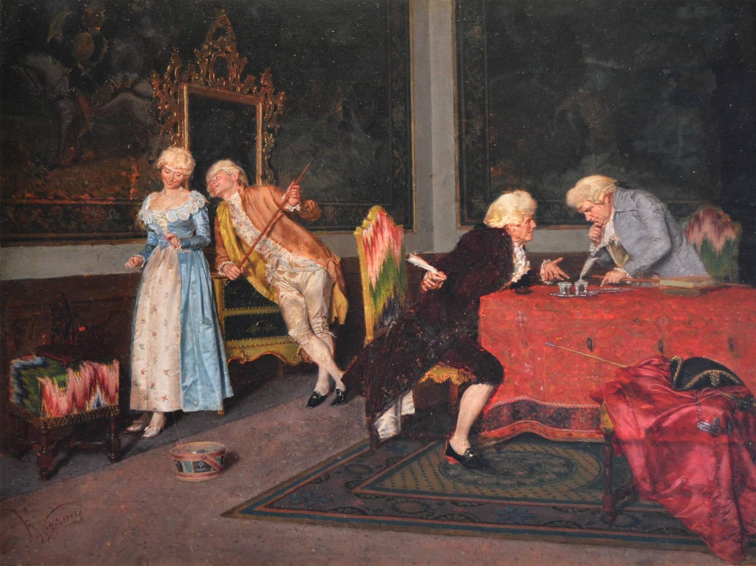 1500x1123 Felice Vezzani - The Marriage Contract Painting