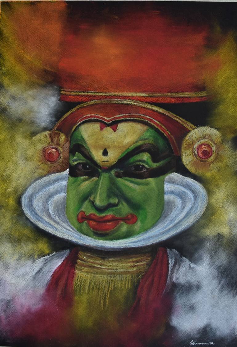 770x1129 Saatchi Art Kathakali Mask Painting By Susmita Basu - The Mask Painting