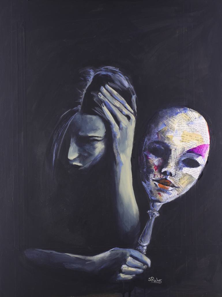 770x1032 Saatchi Art The Mask She Hides Behind Painting By Sara Riches - The Mask Painting